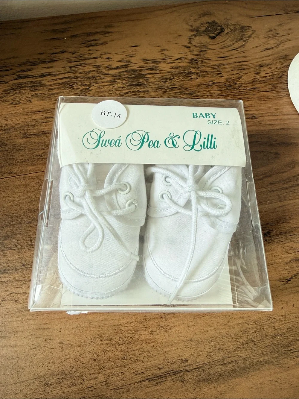 Swea’ Pea & Lilli White Baby Booties for Christening, size 2